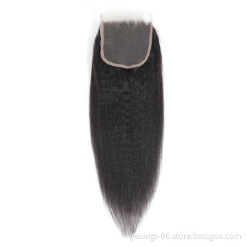 Kinky Straight Virgin Hair 4x4 Closure Lace Bleached Knots 5x5 6x6 7x7 13x4 13x6 360 Swiss Lace Front Yaki Straight Closure Hair